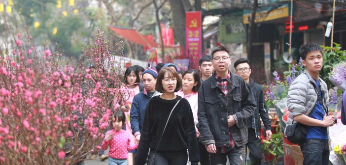 Hang Luoc Street - Colour culture street in Vietnamese New Year 9 Young people go to the flower market to admire