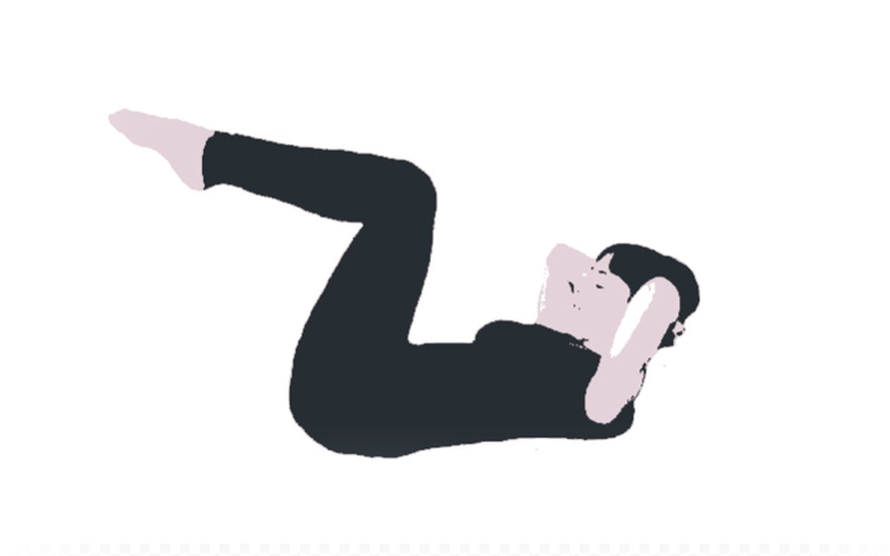 Double Bent Leg Stretch with Head Supported by Hands
