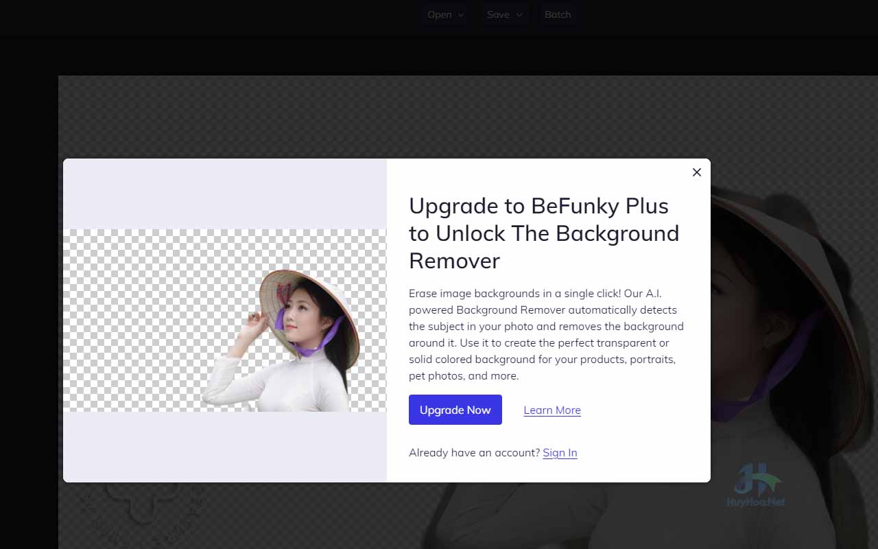 Befunky là tool tách nền PNG online