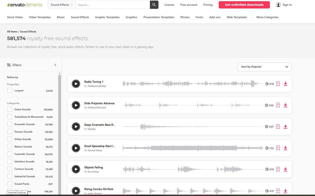 envato elements royalty free sound effects