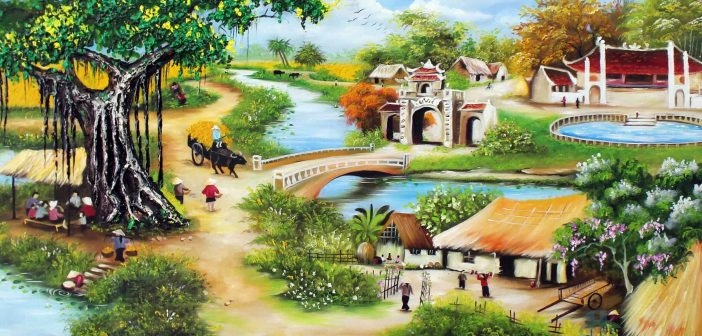Những hình ảnh đẹp về làng quê việt nam chất lượng 4K 21 Bức tranh vẽ phong cảnh làng quê