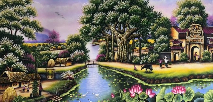 Những hình ảnh đẹp về làng quê việt nam chất lượng 4K 24 Bức tranh bằng đá quý "Cây Đa - Bến Nước - Sân Đình"