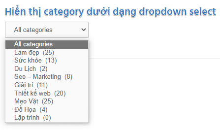 Hiển thị category dưới dạng dropdown select