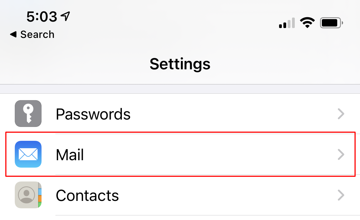how to set up dreamhost email on iphone step 1