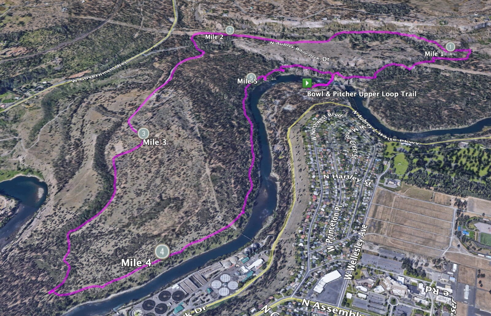 A map of the Bowl and Pitcher Loop Trail at Riverside State Park A map of the Bowl and Pitcher Loop Trail at Riverside State Park