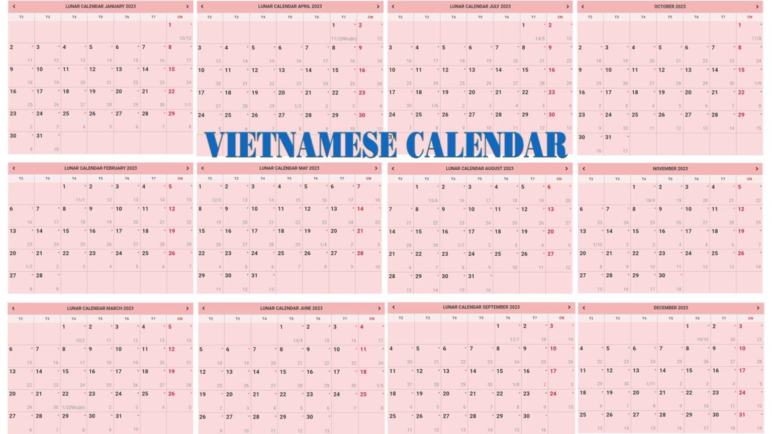 Vietnamese Calendar Lunar Year, Zodiac Animals, & Festivals