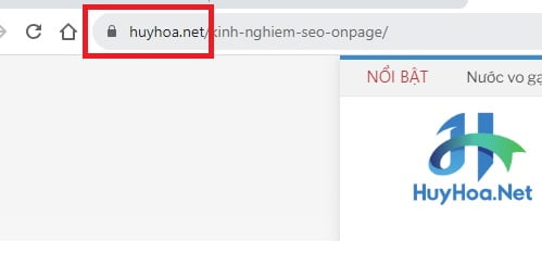 Hình ảnh thể hiện biểu tượng khóa khi website chạy qua giao thức HTTPS