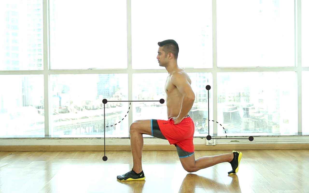 Man performing a lunge Man performing a lunge