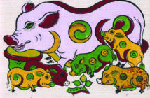 Dong Ho painting - Yin and yang pigs
