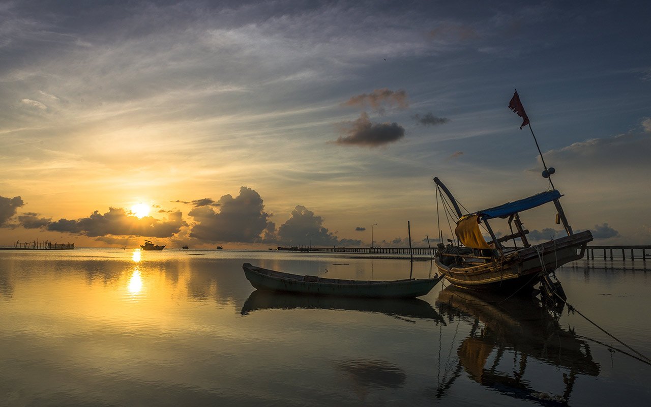Sunset in Ham Ninh fishing village, Phu Quoc