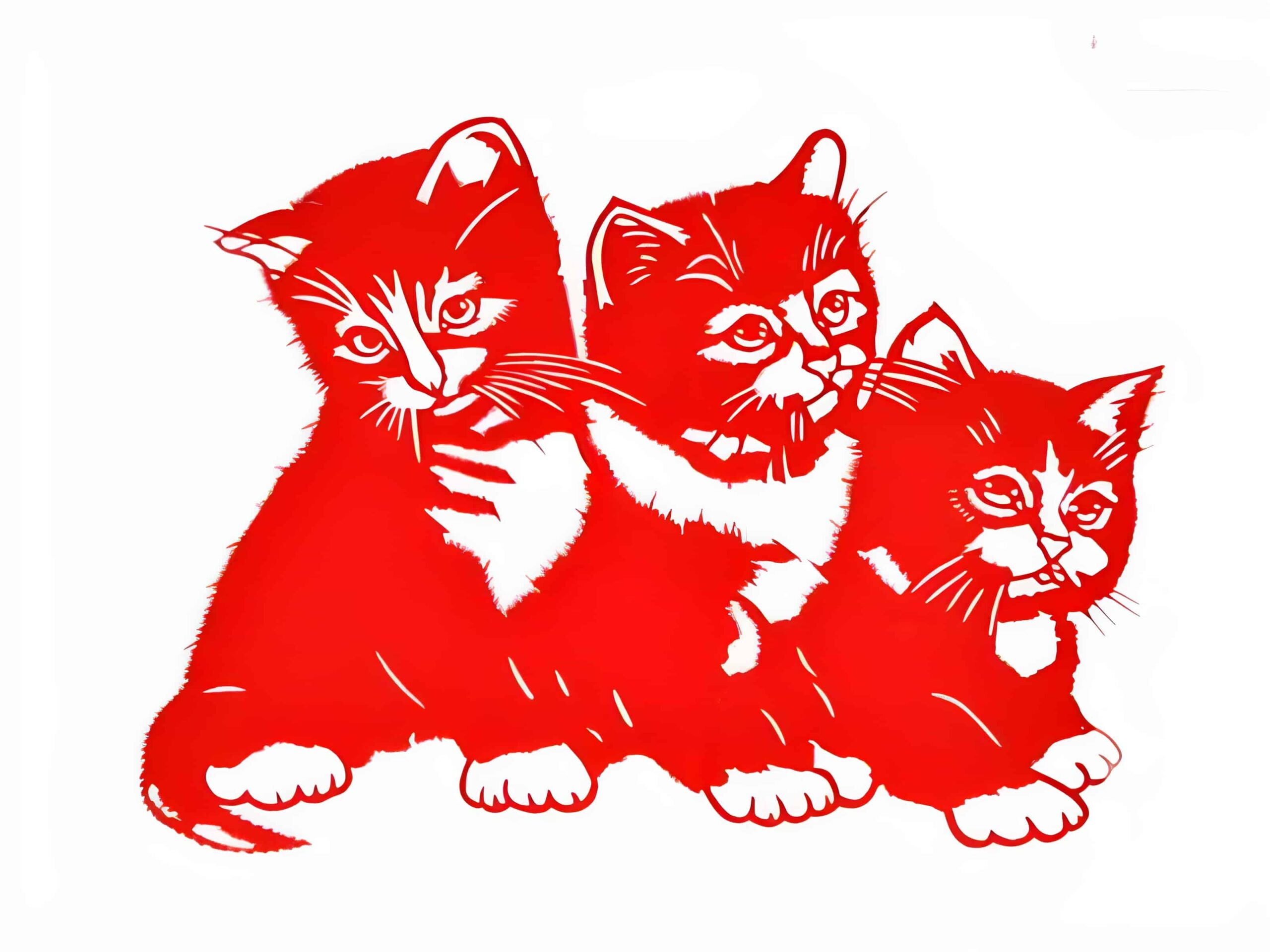 Cats in a traditional Vietnamese style with the Vietnamese zodiac symbol Cats in a traditional Vietnamese style with the Vietnamese zodiac symbol