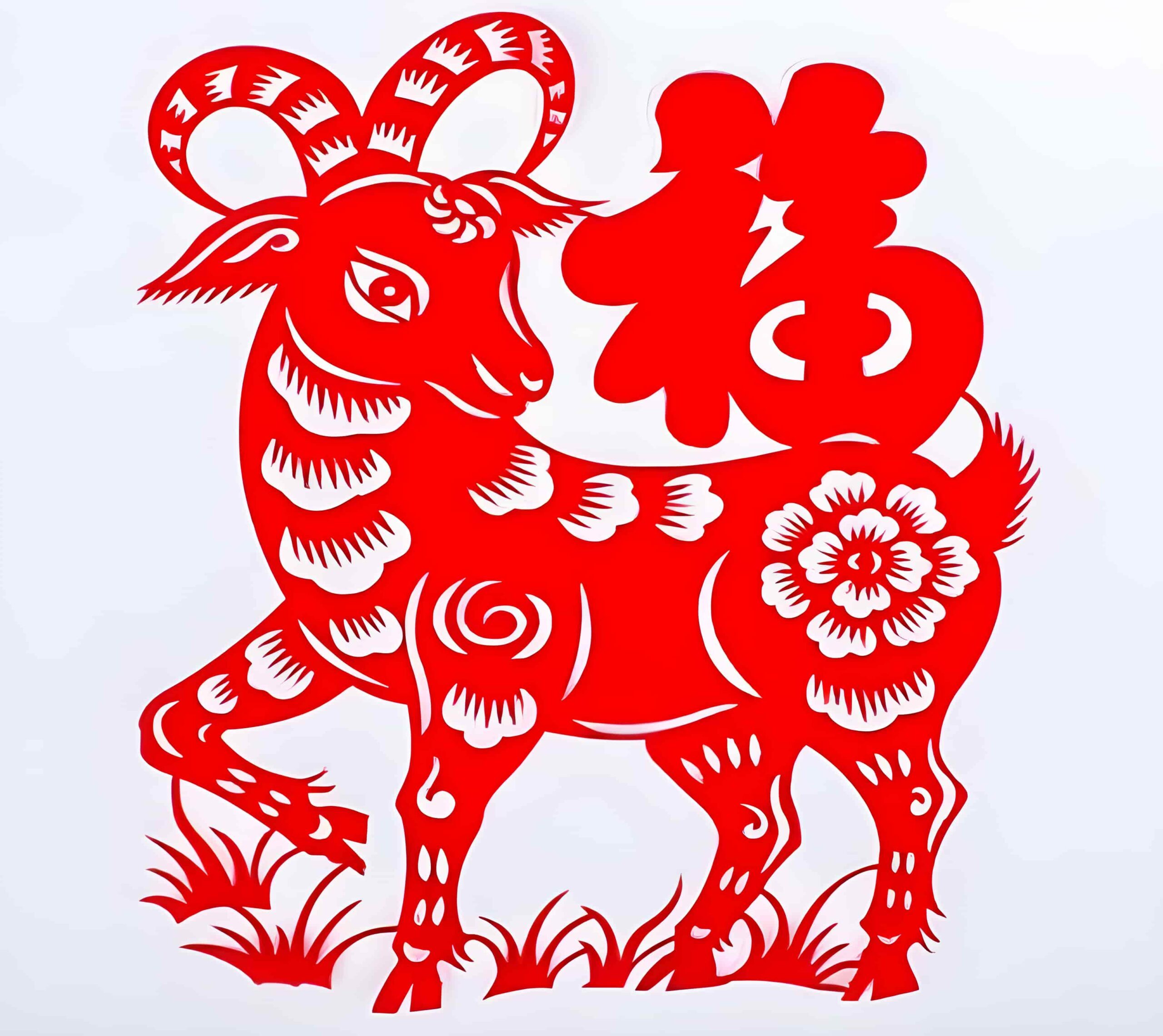 A goat in a traditional Vietnamese style with the Vietnamese zodiac symbol A goat in a traditional Vietnamese style with the Vietnamese zodiac symbol